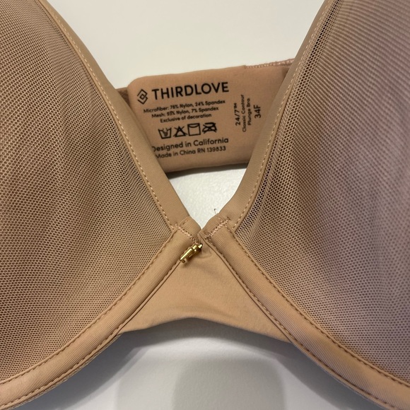 ThirdLove Bra 24/7 Classic Nude Mesh Overlay Bra 34F - Picture 5 of 7